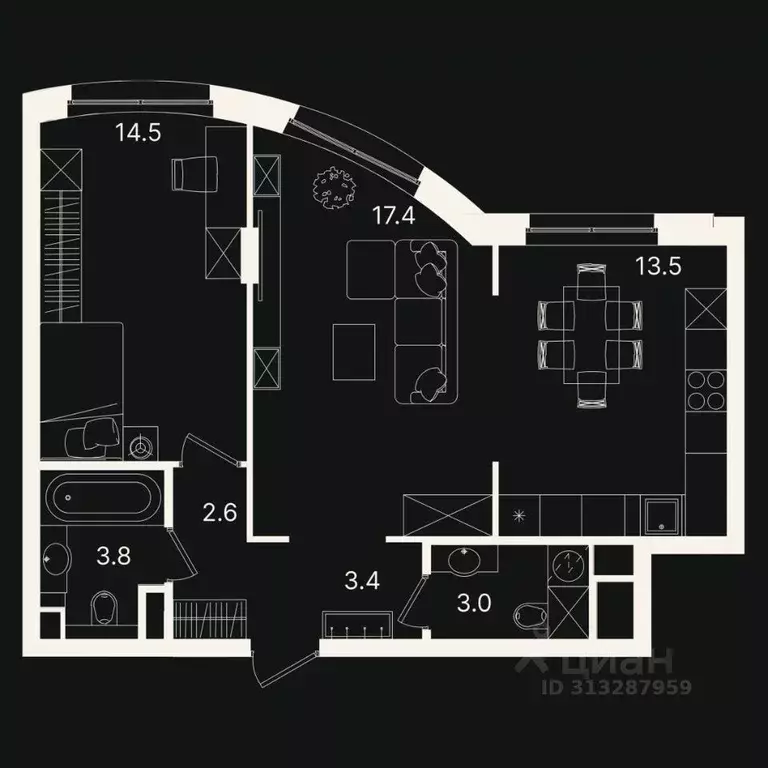 2-к кв. Тюменская область, Тюмень ул. Щербакова, 2к3 (58.2 м) - Фото 0