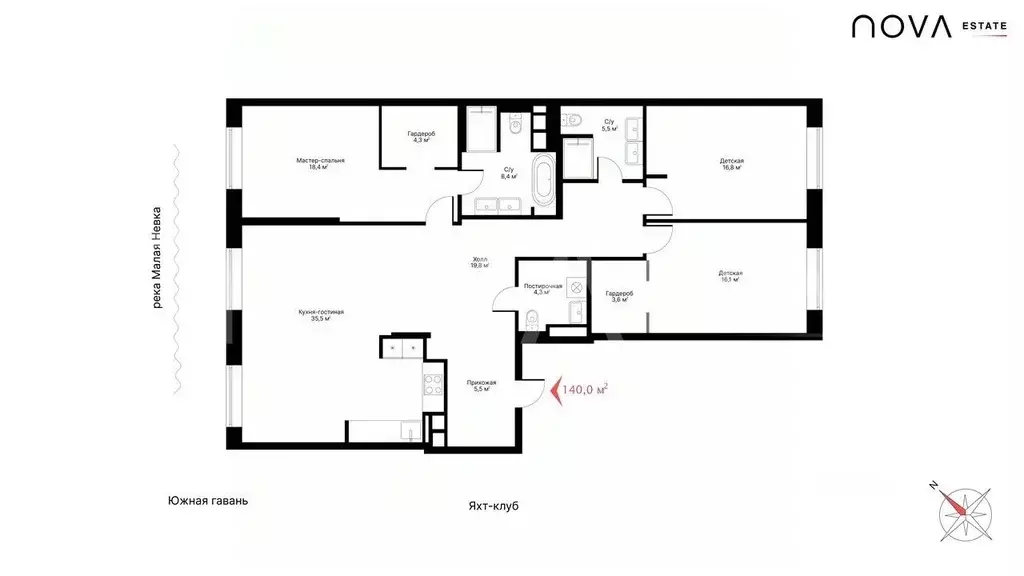 3-к кв. Санкт-Петербург проезд Петровская коса, 6к1 (140.0 м) - Фото 2