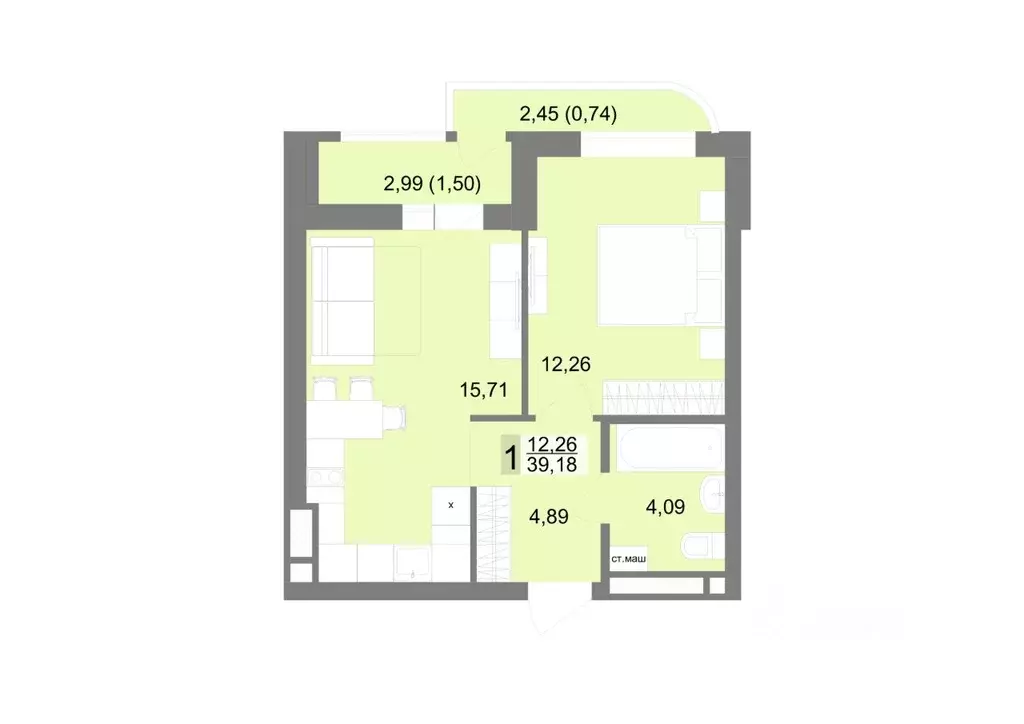 1-к кв. Свердловская область, Екатеринбург ул. Тенистая, 8с5 (39.18 м) - Фото 1