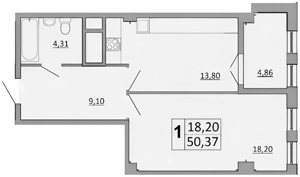 1-к кв. Белгородская область, Белгород ул. Есенина, 9к3 (52.0 м) - Фото 1