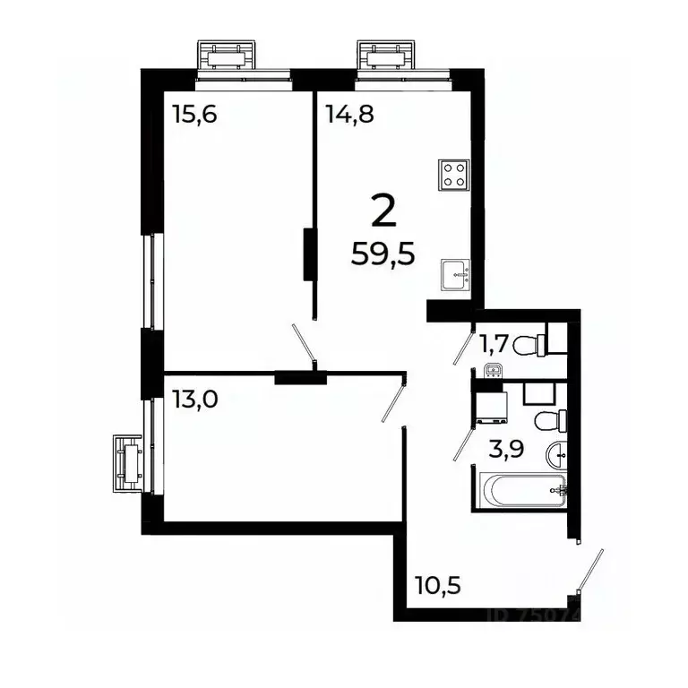 2-к кв. Нижегородская область, Нижний Новгород ул. Коперника, 15 (59.3 ... - Фото 1