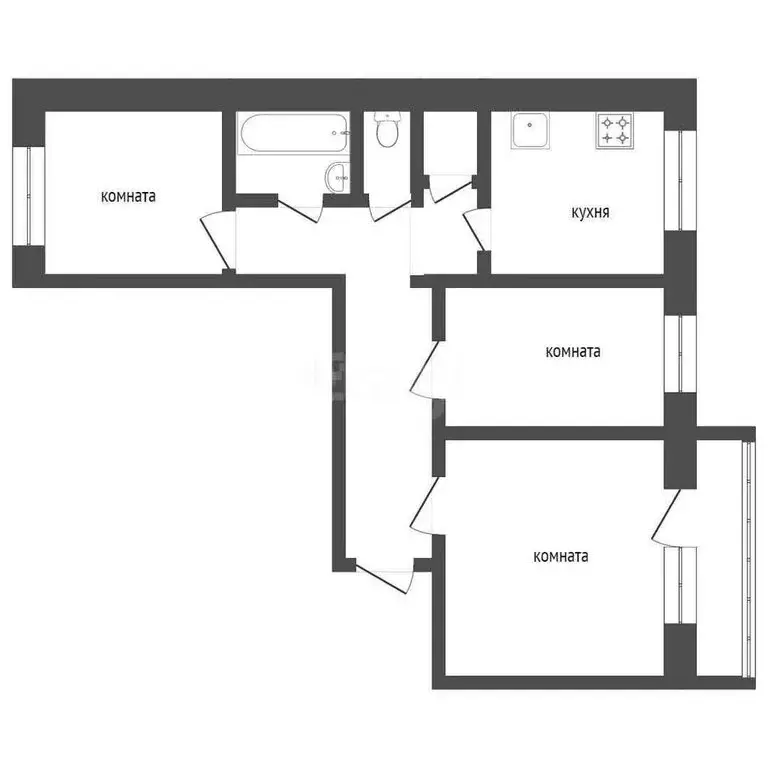 3-комнатная квартира: Курган, Солнечный бульвар, 10 (65 м) - Фото 1