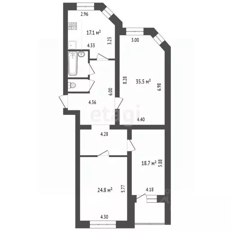 3-к кв. Белгородская область, Белгород ул. Губкина, 49А (133.8 м) - Фото 1