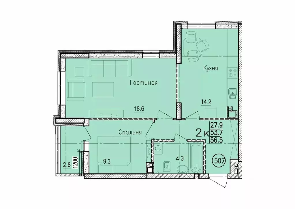 2-к кв. Саратовская область, Энгельс Энгельс-9 мкр,  (56.5 м) - Фото 0