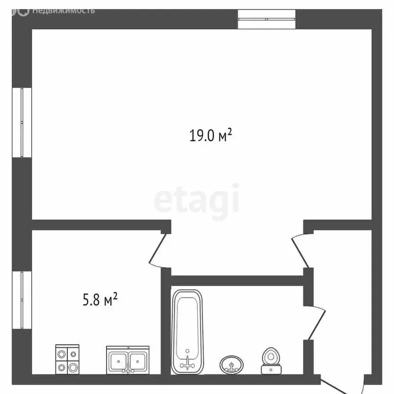 1-комнатная квартира: Челябинск, улица Калинина, 32 (31.3 м) - Фото 0