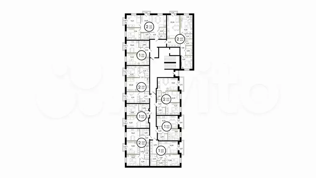 2-к. квартира, 53,5 м, 4/4 эт. - Фото 1