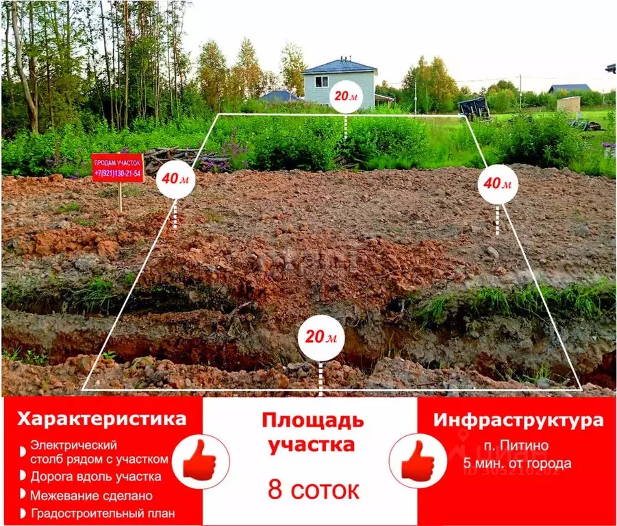 Участок в Вологодская область, Череповец пос. Питино,  (8.0 сот.) - Фото 0