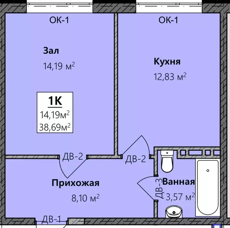 1-к кв. Дагестан, Махачкала ул. Керимова, 45А/1 (38.7 м) - Фото 1