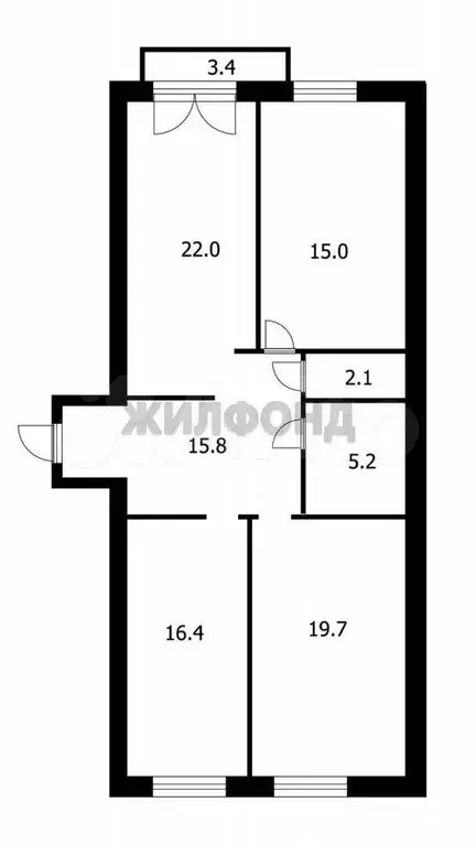 3-к. квартира, 96,4 м, 2/11 эт. - Фото 0