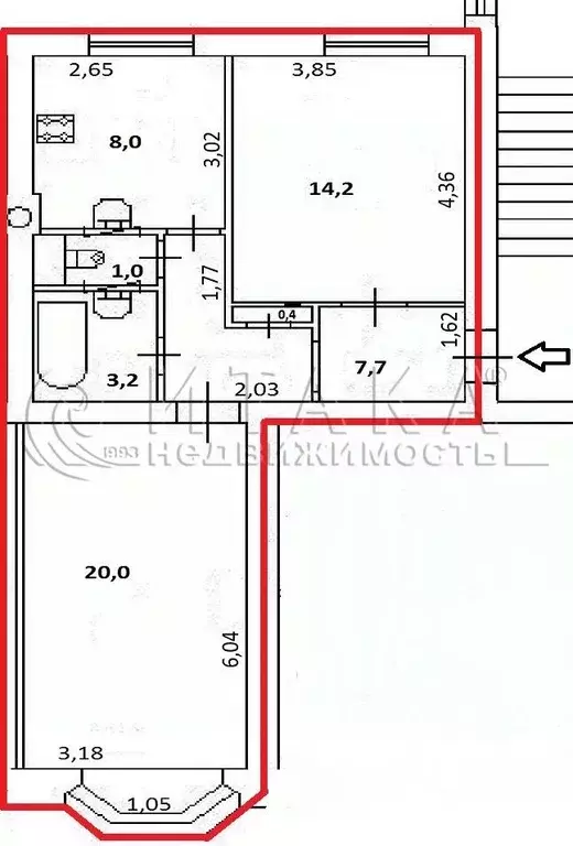 2-к кв. Санкт-Петербург ул. Ленсовета, 10 (54.5 м) - Фото 1