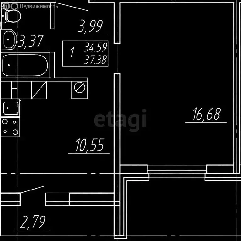 1-комнатная квартира: Тверь, бульвар Гусева, 46 (38.7 м) - Фото 1
