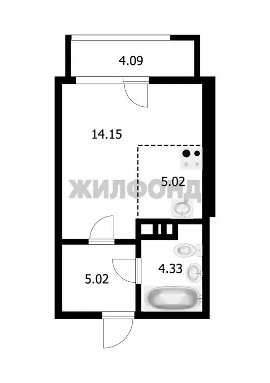 Квартира-студия: Новосибирск, площадь Райсовета, 14 (28.8 м) - Фото 0