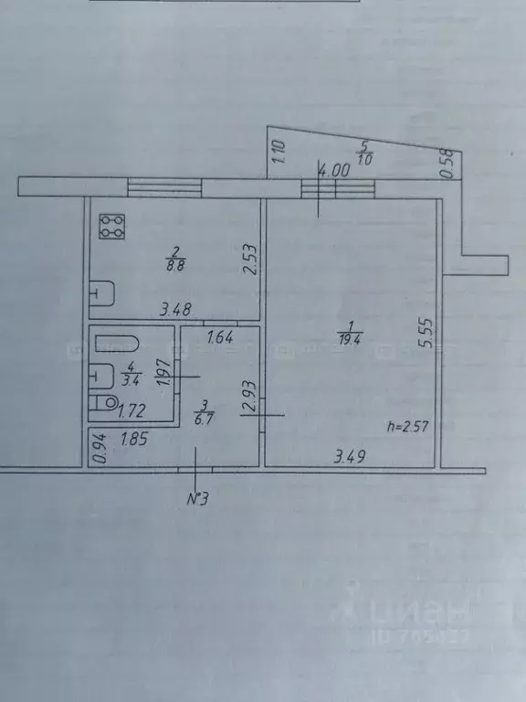 1-к кв. Татарстан, Казань ул. Адоратского, 23 (39.8 м) - Фото 1