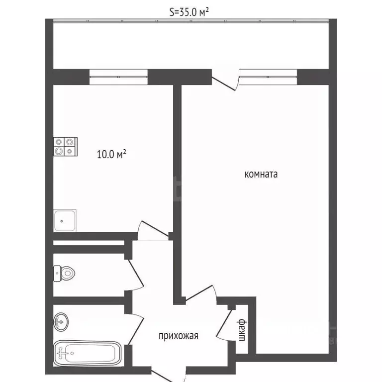 1-к кв. Тульская область, Тула ул. Кирова, 16 (36.9 м) - Фото 2