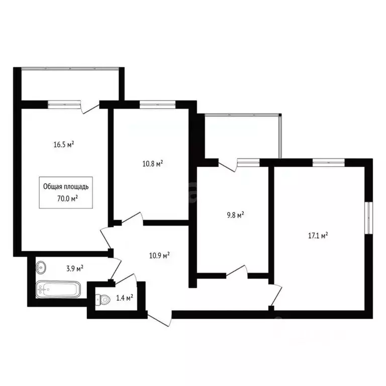 3-к кв. Новосибирская область, Бердск ул. Карла Маркса, 1/1 (70.0 м) - Фото 2