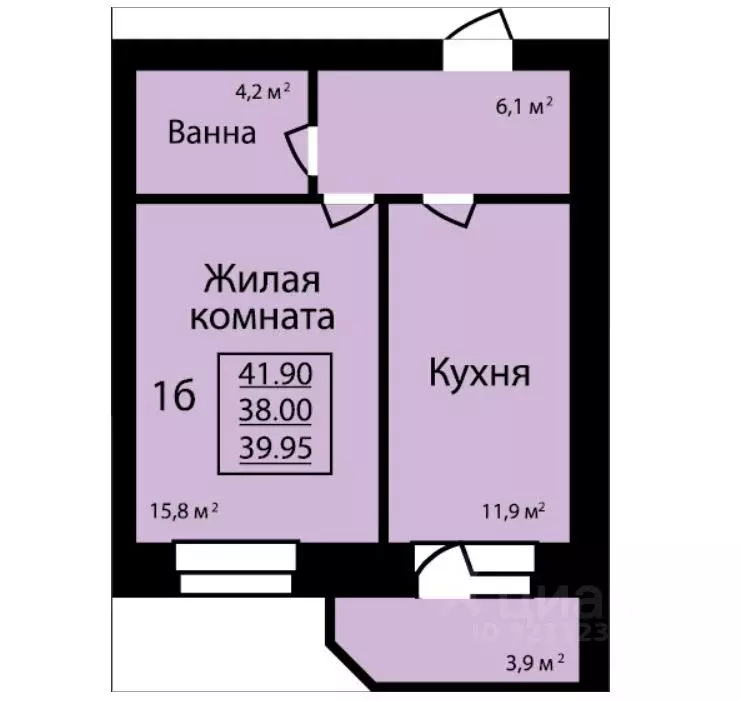 1-к кв. Тамбовская область, Тамбов ул. Имени С.И. Савостьянова, 3Б ... - Фото 2