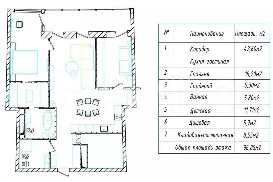 3-к. квартира, 103 м, 8/8 эт. - Фото 1