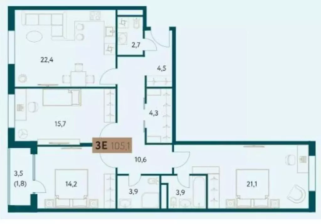 4-к кв. Москва Винницкая ул., 8к2 (105.0 м) - Фото 2