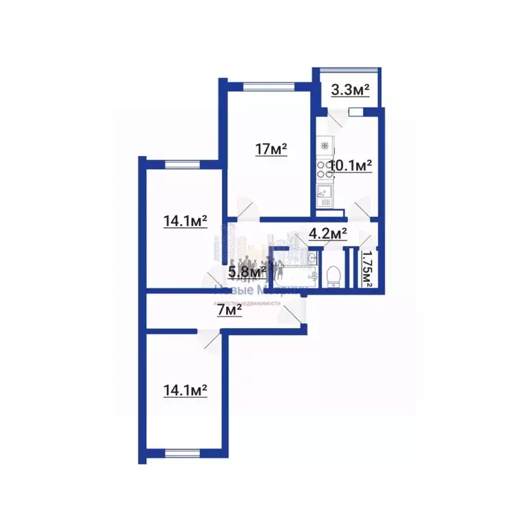 3-к кв. Санкт-Петербург просп. Просвещения, 34 (80.0 м) - Фото 2