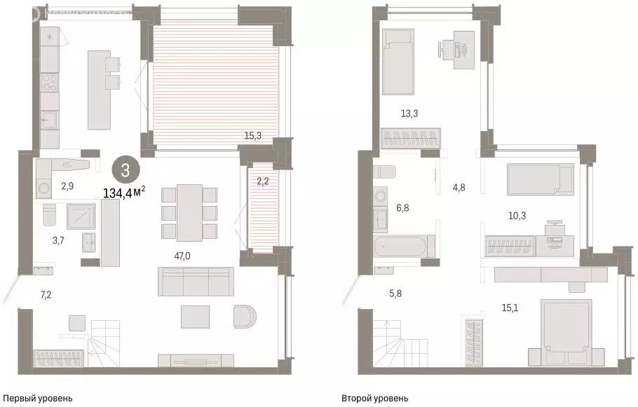 3-комнатная квартира: Тюмень, улица Республики, 205к2 (134.6 м) - Фото 2