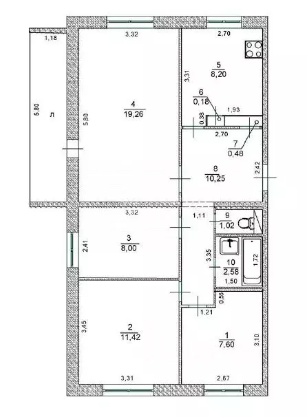 4-к кв. Ульяновская область, Ульяновск просп. Ленинского Комсомола, 37 ... - Фото 2