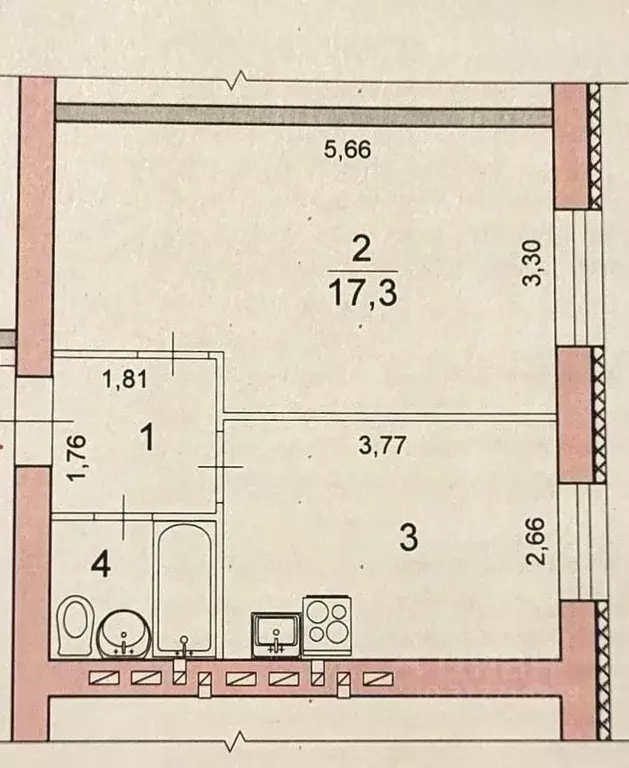 1-к кв. Волгоградская область, Волгоград ул. Ломоносова, 70 (33.3 м) - Фото 1