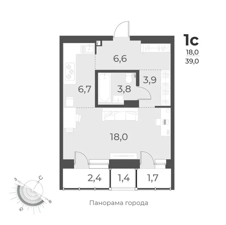 Квартира-студия: Новосибирск, улица Аэропорт, 49/1 (39 м) - Фото 0