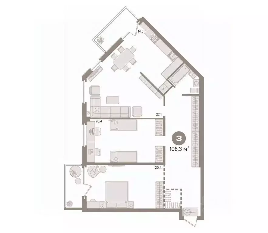2-к кв. Ханты-Мансийский АО, Сургут Университетская ул., 21 (108.3 м) - Фото 2