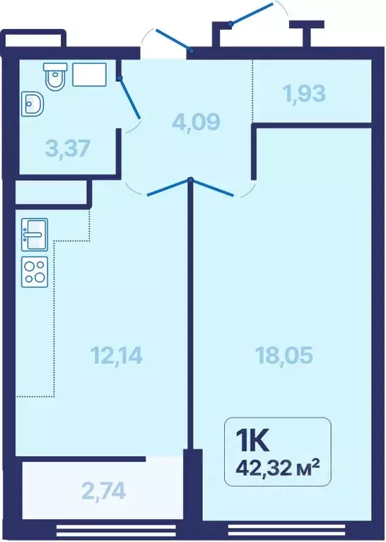 1-к кв. Свердловская область, Екатеринбург просп. Космонавтов, 9 ... - Фото 1