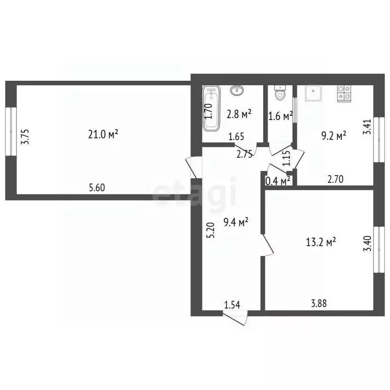 2-к кв. Самарская область, Самара ул. Нефтяников, 22 (58.0 м) - Фото 2