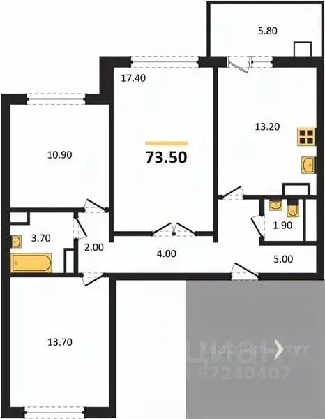 3-к кв. Воронежская область, Воронеж ул. Шибилкина, 5 (73.5 м) - Фото 1