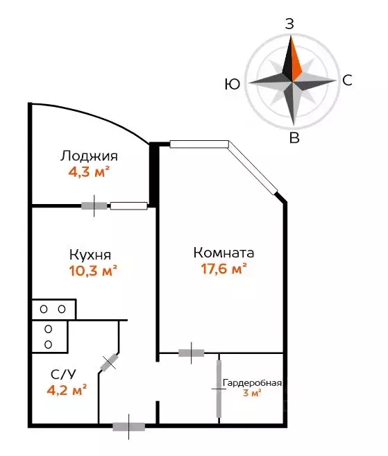 1-к кв. Москва Маломосковская ул., 21К3 (41.1 м) - Фото 2