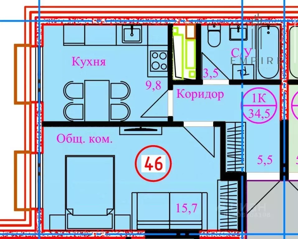 1-к кв. Чеченская республика, Грозный просп. В.В. Путина, 1А (34.5 м) - Фото 1