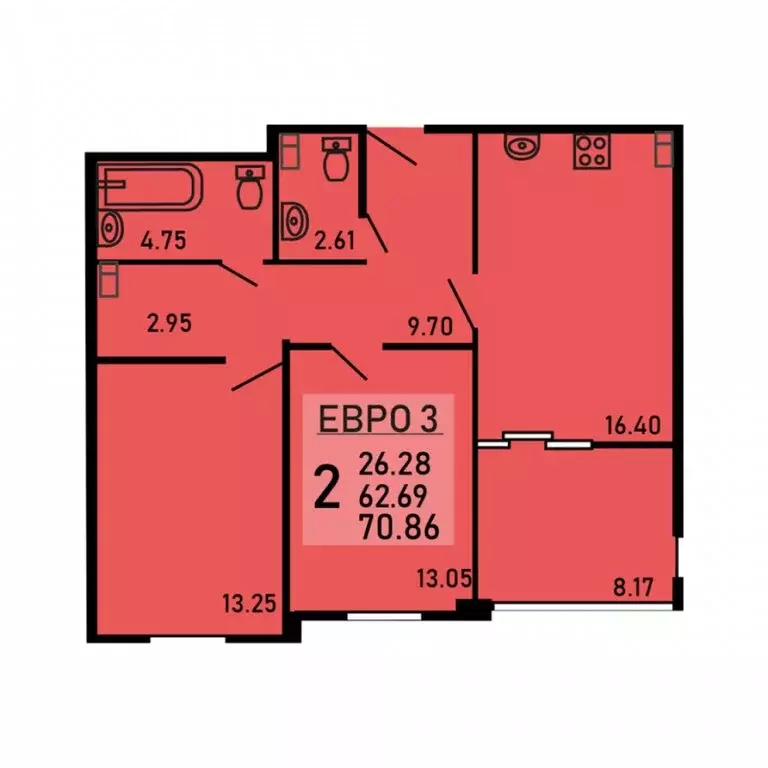 2-комнатная квартира: Липецк, Студёновская улица, 23Б (70.86 м) - Фото 1