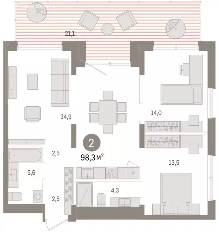 2-комнатная квартира: Новосибирск, улица Аэропорт (98.34 м) - Фото 1