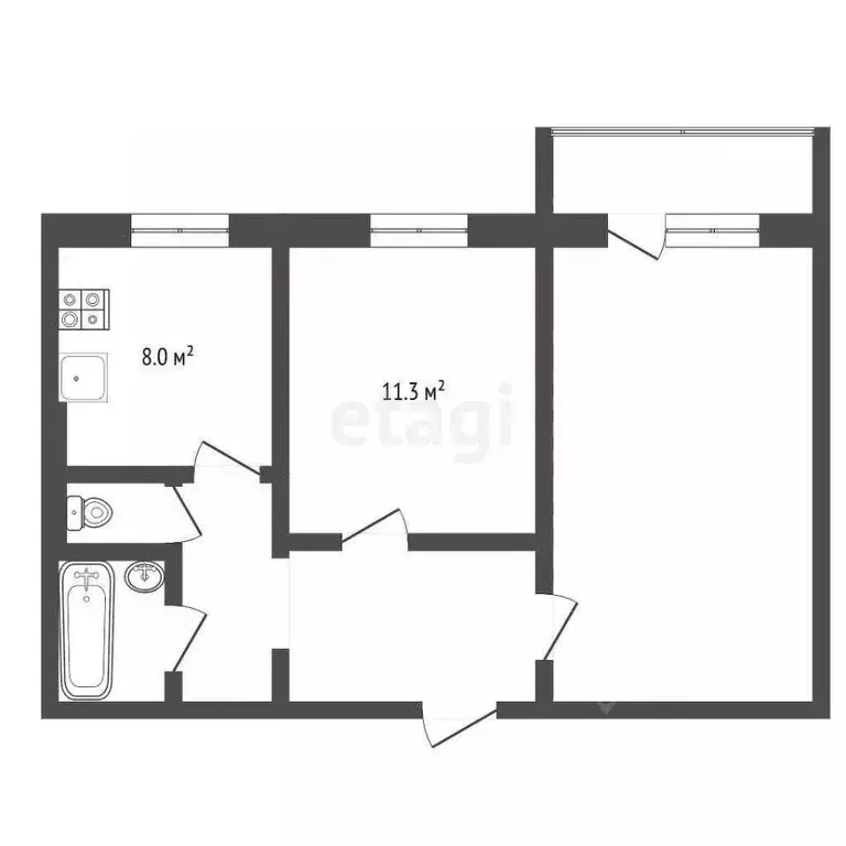 2-к кв. Ямало-Ненецкий АО, Муравленко ул. Ленина, 52 (48.0 м) - Фото 2