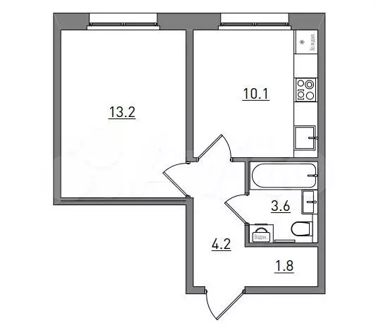 1-к. квартира, 32,9 м, 8/17 эт. - Фото 1