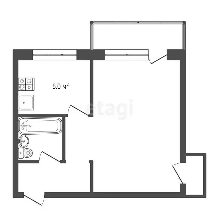1-комнатная квартира: Чита, улица Бабушкина, 64 (32.1 м) - Фото 1