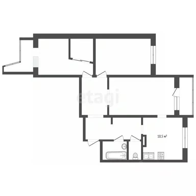 3-к кв. Московская область, Реутов просп. Мира, 57 (78.2 м) - Фото 2