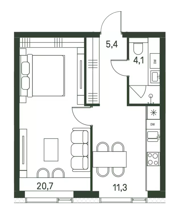 1-к квартира, 41.5 м - Фото 0