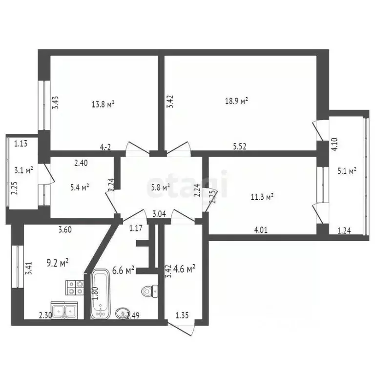 3-к кв. Калининградская область, Калининград Ясная ул., 3 (76.6 м) - Фото 1