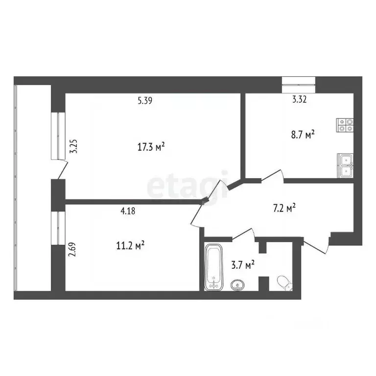 2-к кв. Карелия, Петрозаводск Волховская ул., 12 (48.2 м) - Фото 1