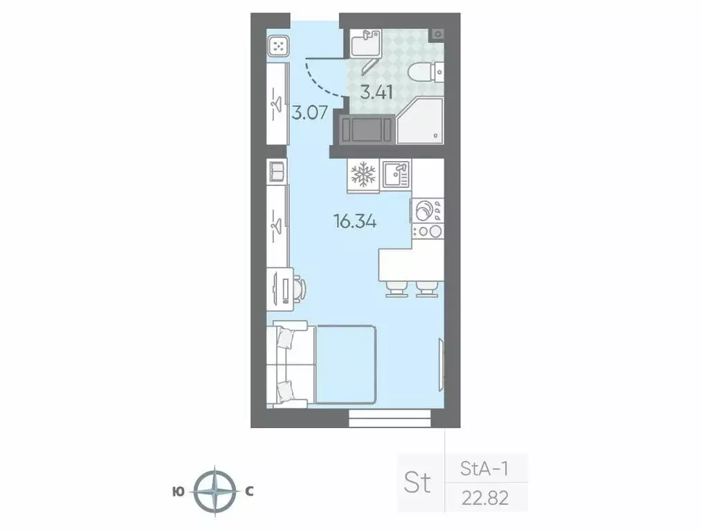 Квартира-студия: Санкт-Петербург, улица Маршала Казакова, 21 (21.37 м) - Фото 0