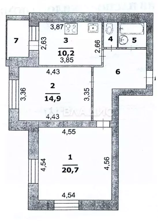 2-к кв. Белгородская область, Белгород пер. Макаренко, 2 (60.0 м) - Фото 2