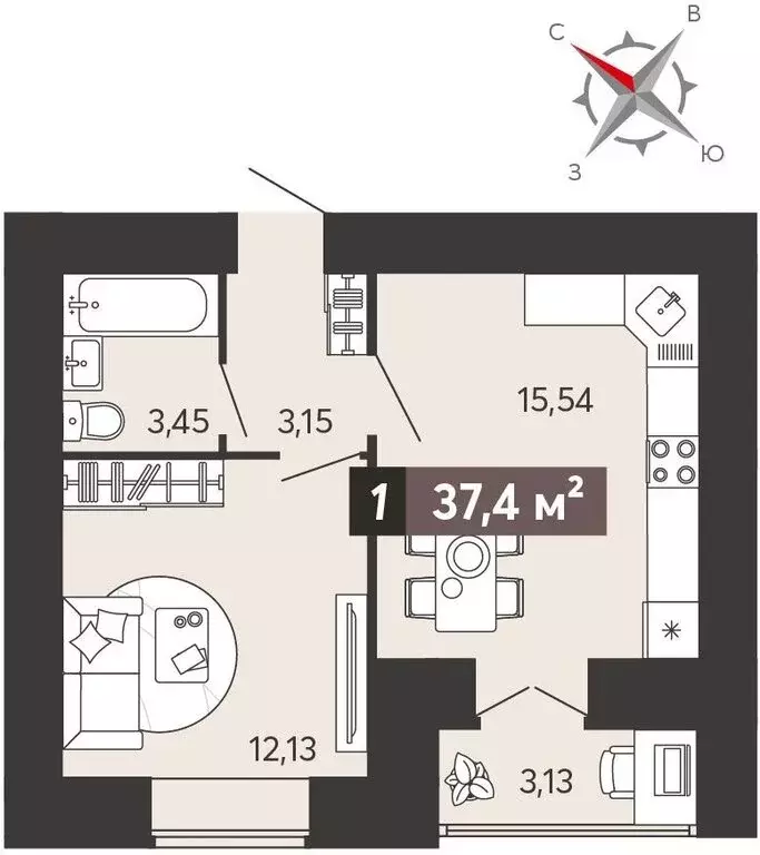 1-комнатная квартира: Пенза, улица 8 Марта, 31к5 (37.4 м) - Фото 0