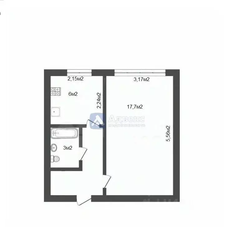 1-к кв. Тюменская область, Тюмень ул. Ватутина, 10 (29.2 м) - Фото 2