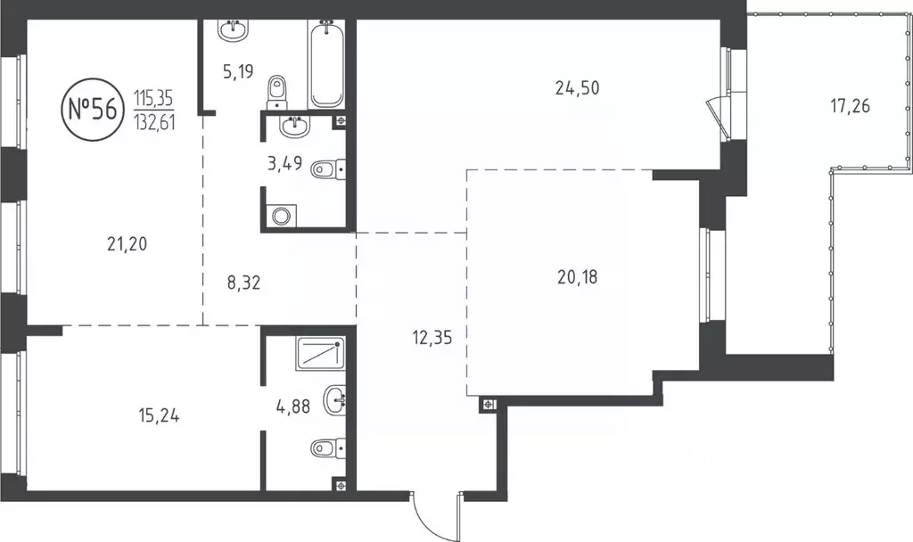 3-к кв. Иркутская область, Иркутск ул. Эдуара Дьяконова, 10 (131.25 м) - Фото 0