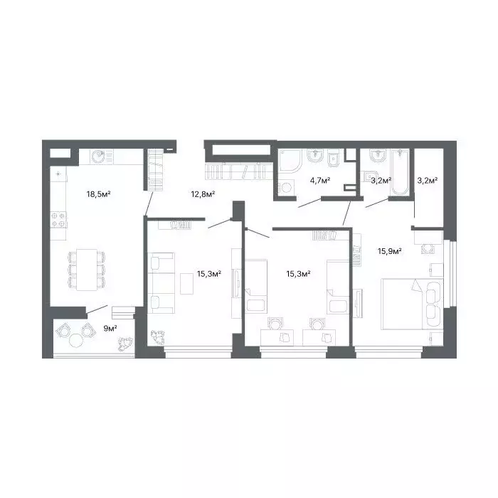 3-комнатная квартира: Екатеринбург, улица Мира, 47к5 (88.9 м) - Фото 1