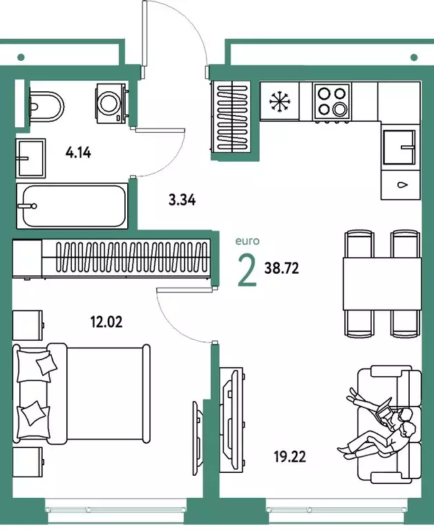 2-к кв. Тюменская область, Тюмень ул. Мельникайте, 42к1 (38.72 м) - Фото 1