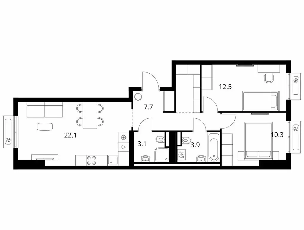 2-комнатная квартира: посёлок городского типа Боброво, ЖК Восточное ... - Фото 1